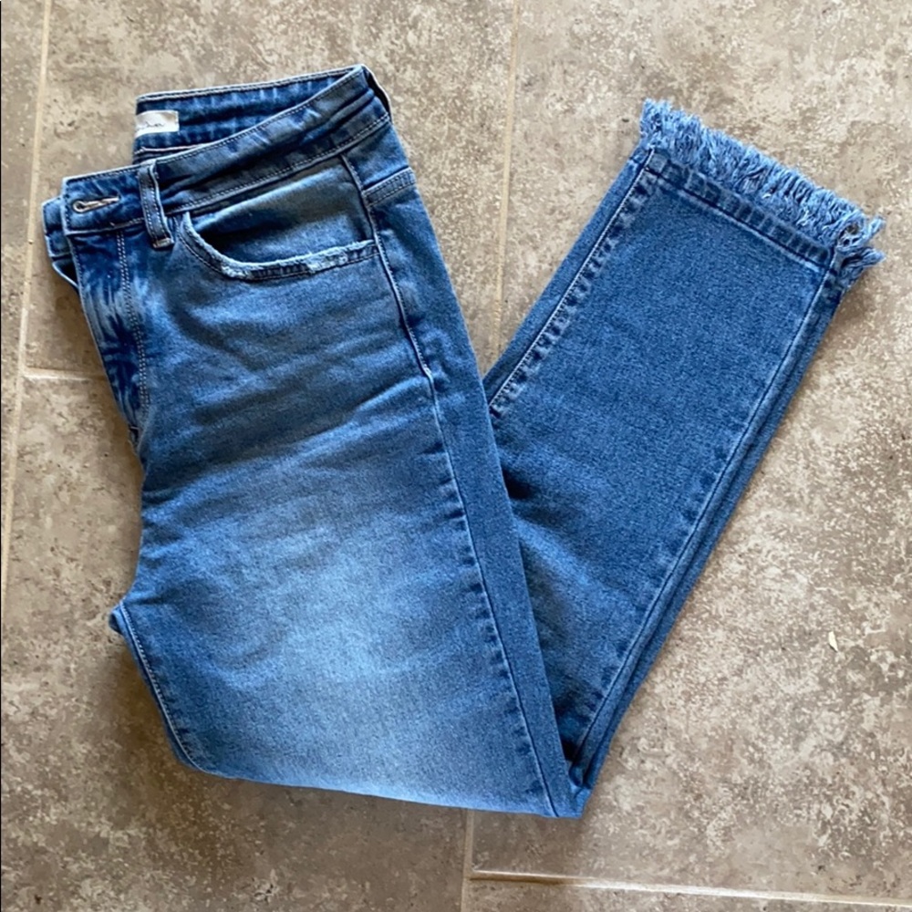 KanCan jeans frayed hem ankle jeans high waist